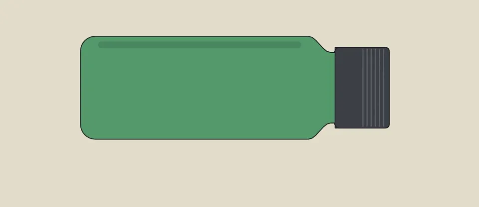 A steel flask cut in half, with a wall inside a wall