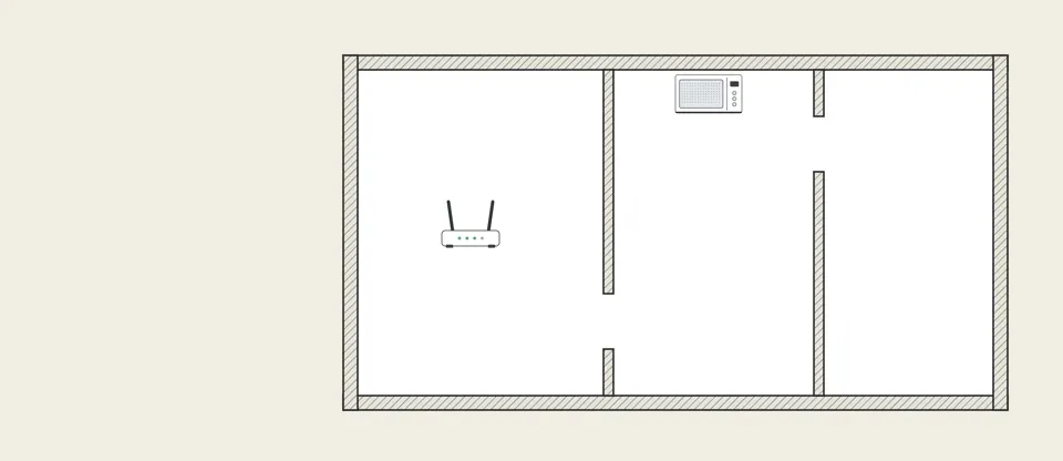 A router's signal spreads out like ripples on a pond